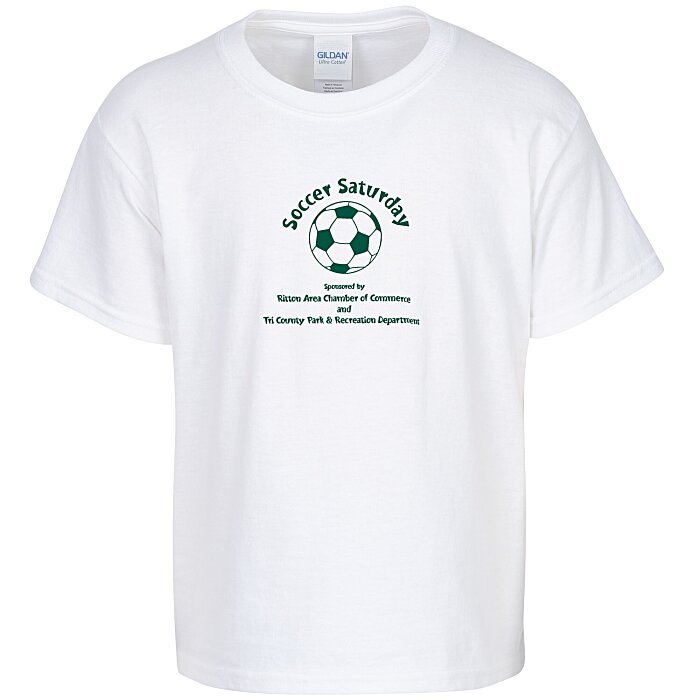 Custom Gildan Ultra Cotton T-shirt - Youth - Screen - White