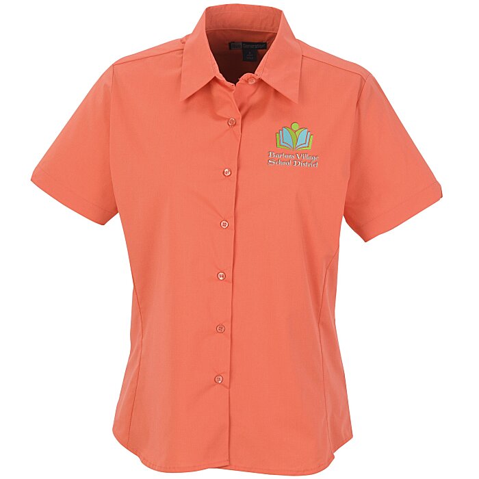 Custom Easy Care Stretch Poplin Short Sleeve Blouse - Ladies'