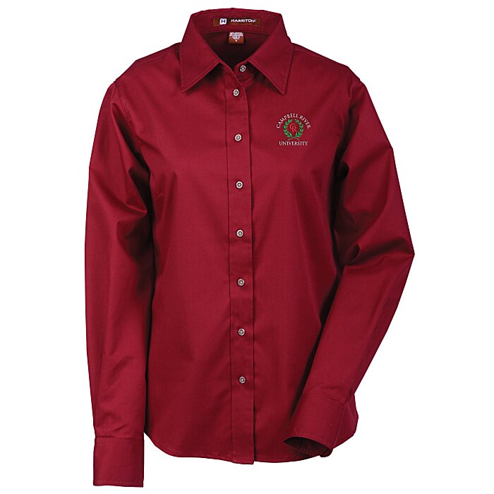 Custom Harriton Twill Shirt with Stain Release - Ladies'
