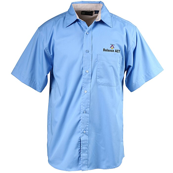 Custom Peached Fine Line Short Sleeve Twill Shirt - Men's