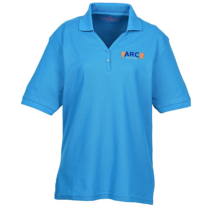 Custom Soft Touch Pique Y-Placket Sport Shirt - Ladies' - Embroidered