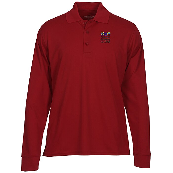 Custom Vansport Omega Solid Mesh LS Tech Polo - Men's