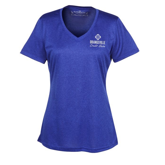 Custom Pro Team Heathered Performance V-Neck Tee - Ladies' - Screen