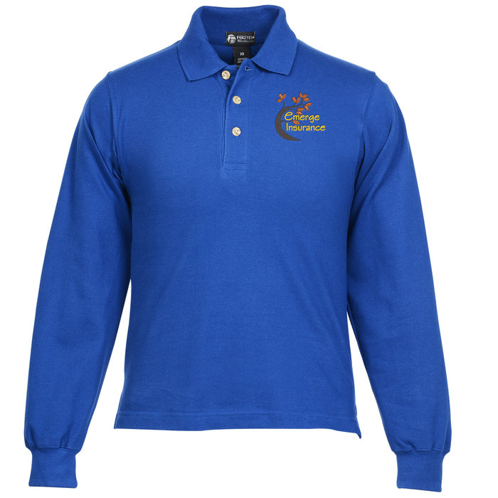 Custom Classic Combed Cotton Pique Long Sleeve Polo