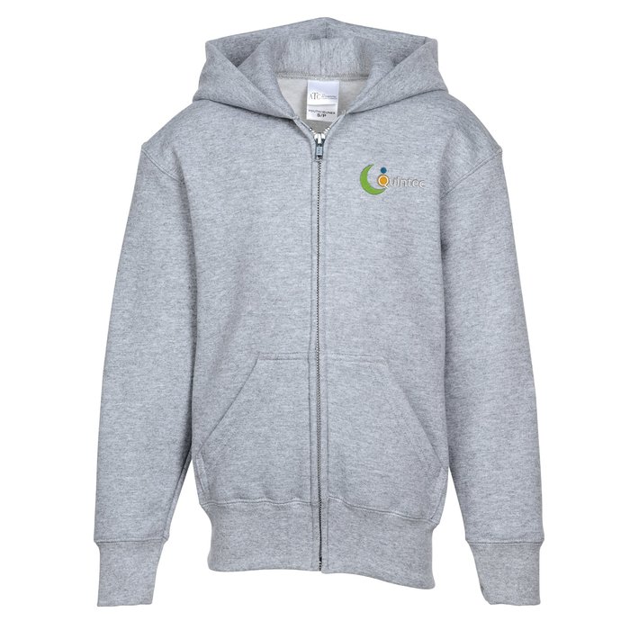 Custom Everyday Full-Zip Hooded Sweatshirt - Youth - Embroidered