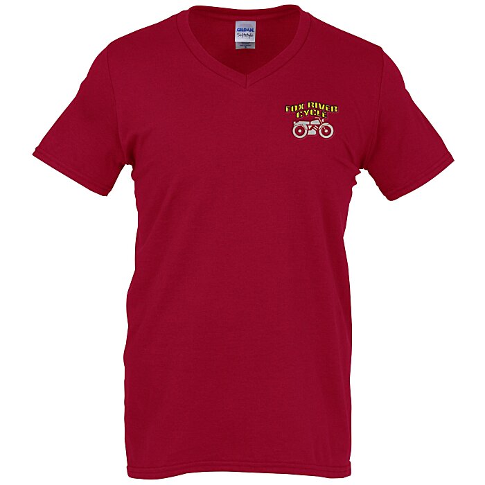 Custom Gildan Softstyle V-Neck T-Shirt - Men's - Embroidered