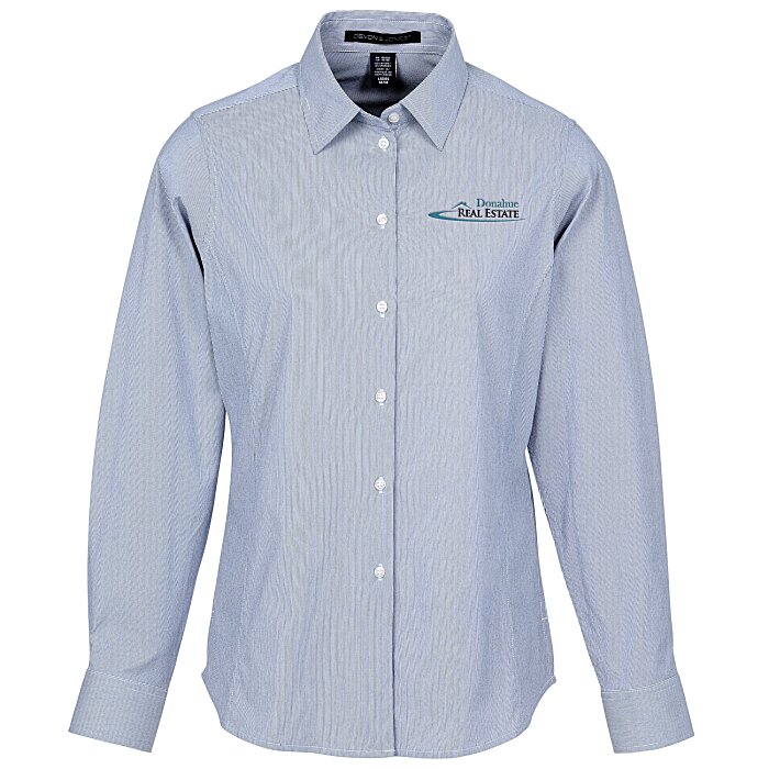 Custom Crownlux Performance Microstripe Shirt - Ladies'