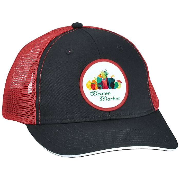 Custom Roadster Sandwich Bill Trucker Cap - Full Colour Patch