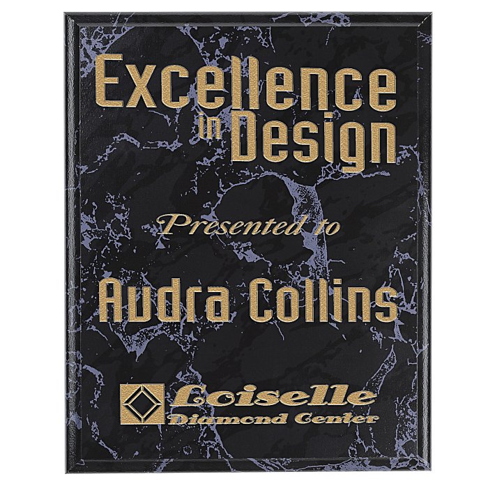 Custom Marbleized Wood Plaque - 8