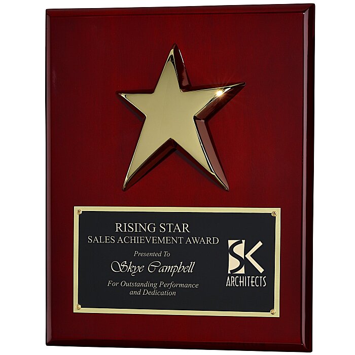 Custom Gold Star Rosewood Plaque