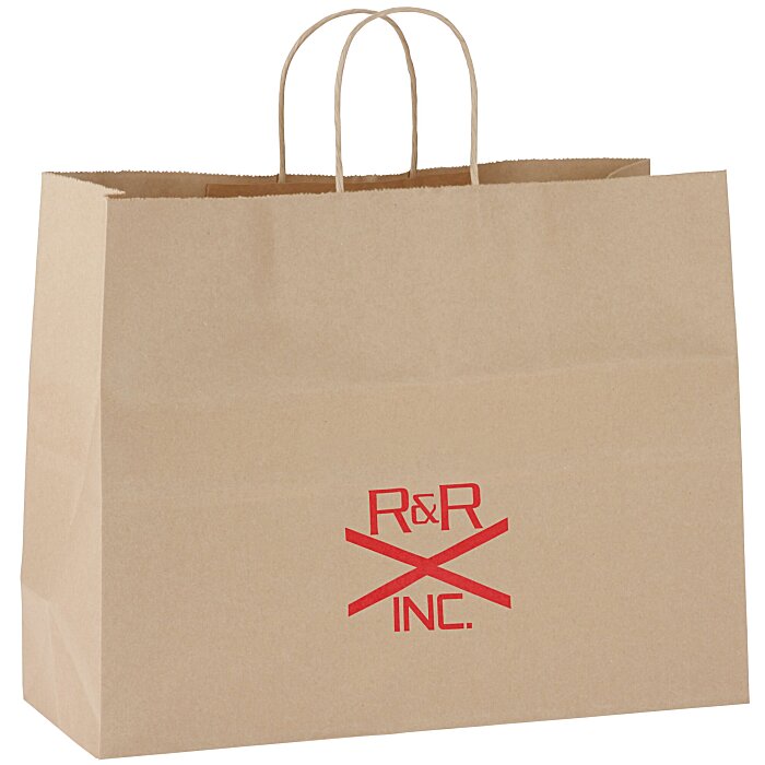 Custom Kraft Paper Brown Shopping Bag - 12 inches x 16 inches