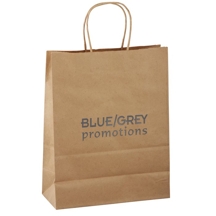 Custom Kraft Paper Brown Shopping Bag - 13 inches x 10 inches