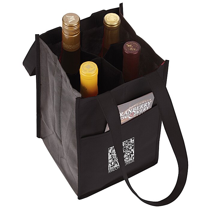 Custom Non-Woven Four Bottle Bag