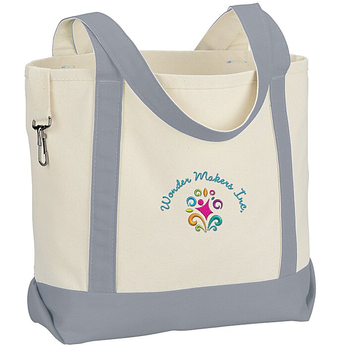 Custom Two-Tone Accent Gusseted Tote Bag - Embroidered
