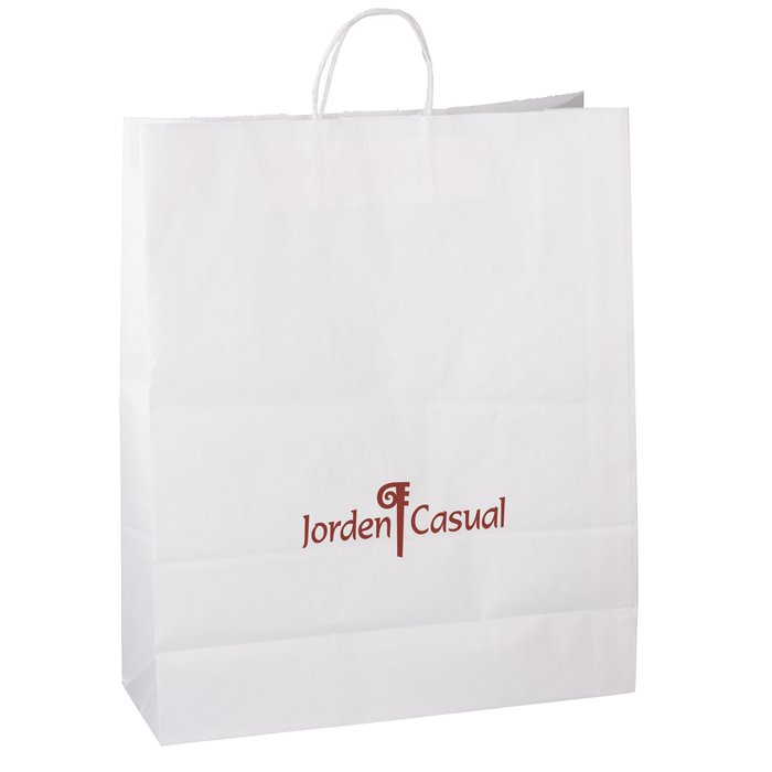 Custom Kraft Paper White Shopping Bag - 19