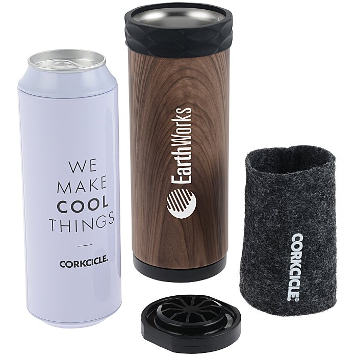Custom Corkcicle Slim Arctican Insulator - Wood