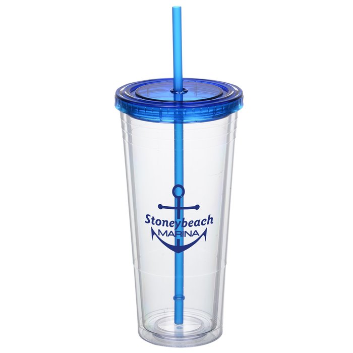 Custom Double Wall Tumbler with Straw - 24 oz - 24 hr