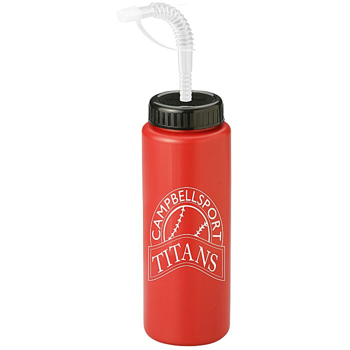Custom Sport Bottle with Straw Cap - 32 oz