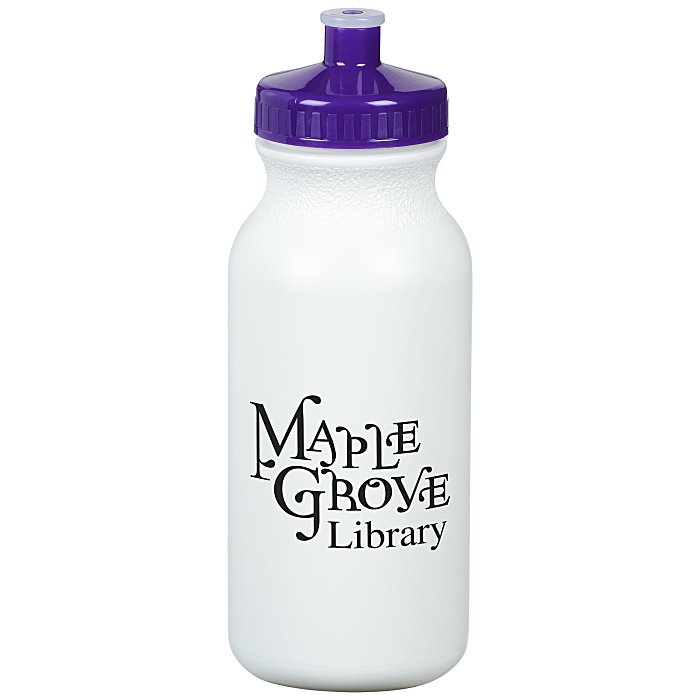 Custom Value Sport Bottle with Push Pull Lid - 20 oz - White