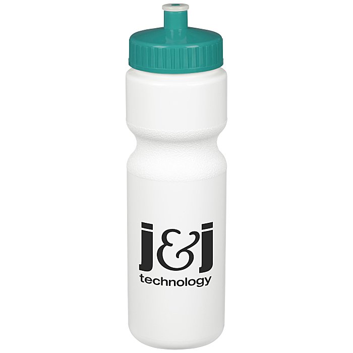 Custom Value Bottle with Push Pull Lid - 28 oz - White