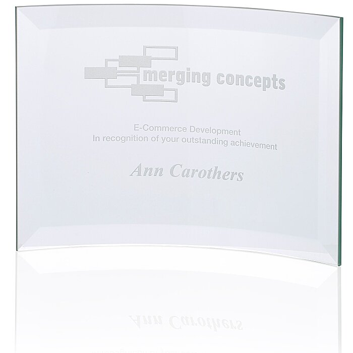 Custom Scroll Jade Glass Award - 5 inches