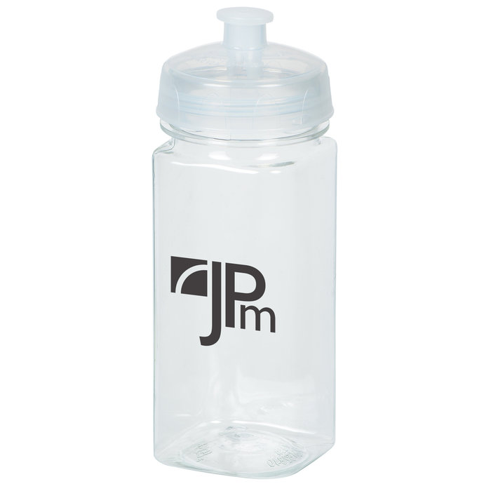 Custom PolySure Squared-Up Water Bottle - 16 oz. - Clear