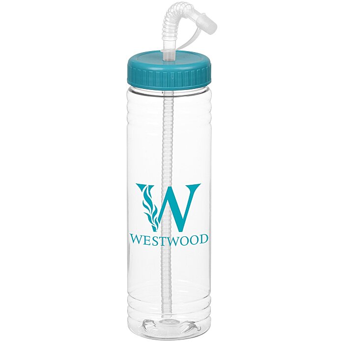 Custom Clear Impact Halcyon Water Bottle with Straw Lid - 24 oz