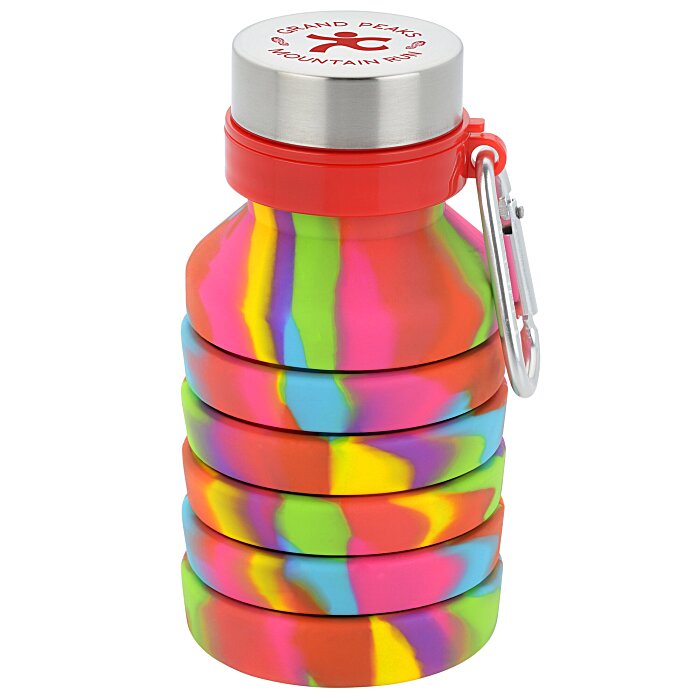 Custom Zigoo Silicone Collapsible Bottle - 18 oz - Tie-Dye