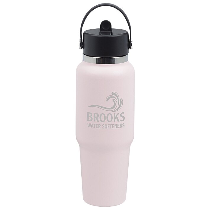 Custom Hydro Flask Wide Mouth Travel Bottle with Flex Straw Cap - 32 oz - Laser Engraved