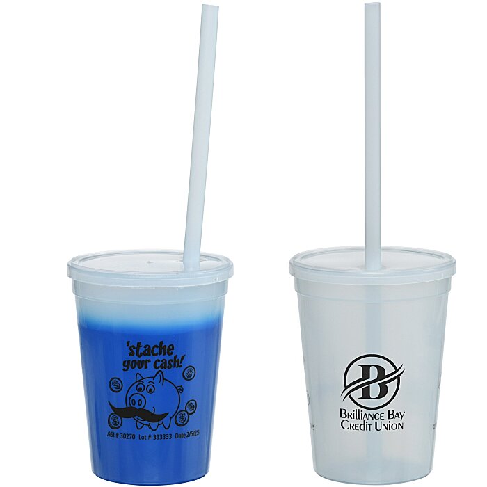 Custom Super Kid Mood Stadium Cup with Straw - 12 oz - Dollars and Cents