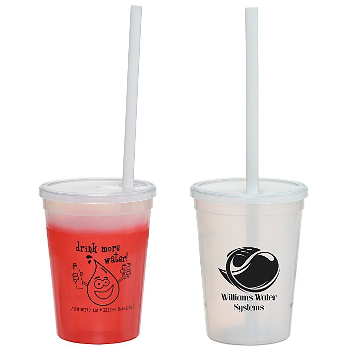 Custom Super Kid Mood Stadium Cup with Straw - 12 oz - Healthy Habits