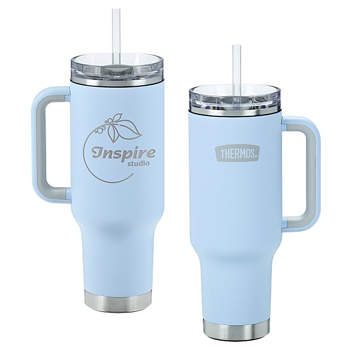 Custom Thermos Vacuum Mug with Straw - 40 oz. - Laser Engraved