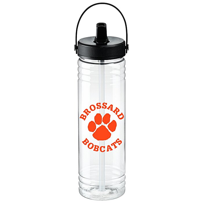 Custom Clear Impact Halcyon Water Bottle with Folding Flip Straw Lid - 24 oz.