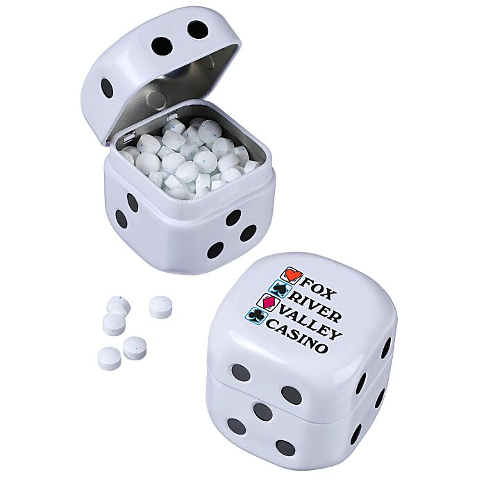 Custom Roll-of-the-Dice Tin with Sugar-Free Mints