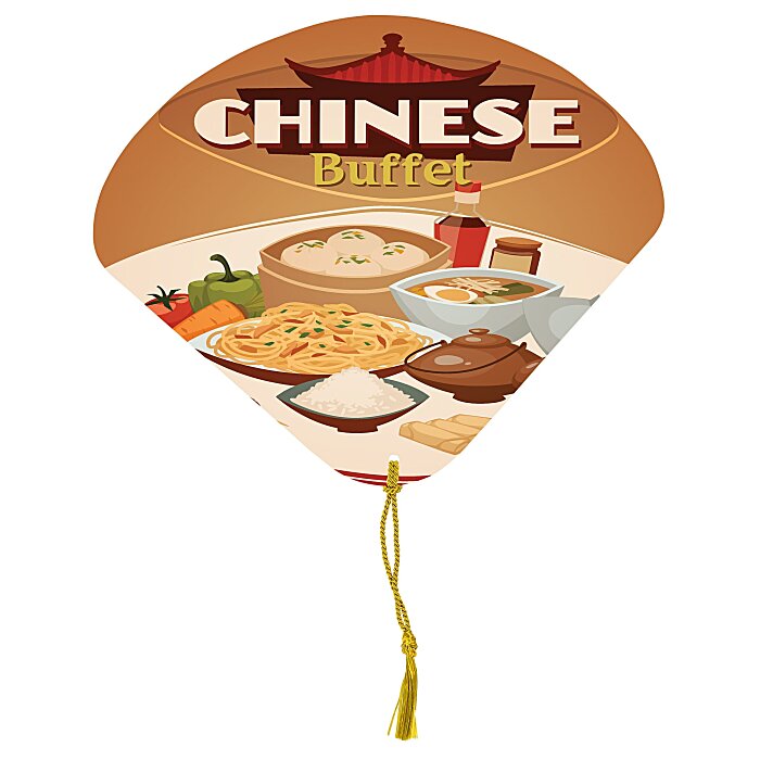 Custom Seashell Tassel Hand Fan - Full Colour