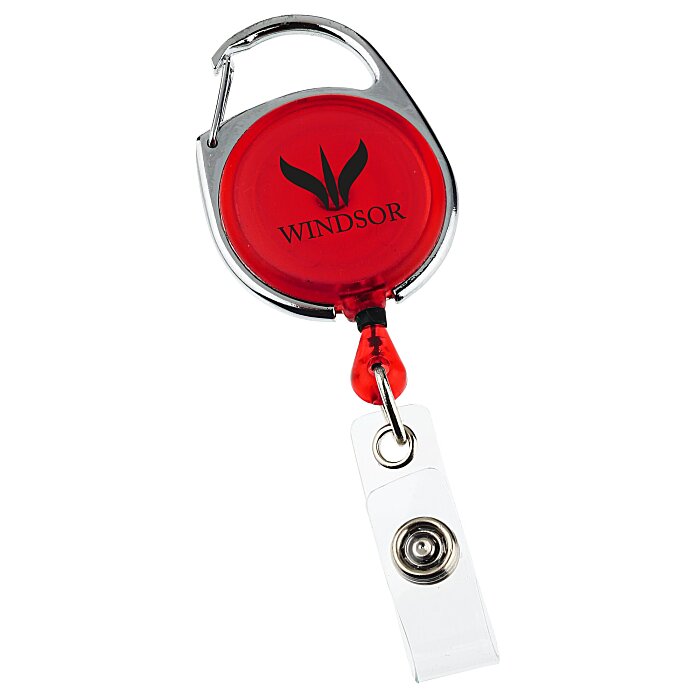 Custom Carabiner Retractable Badge Holder - Translucent