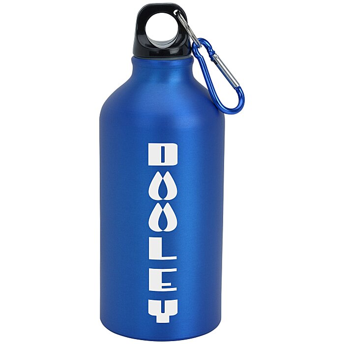 Custom Aluminum Water Bottle with Carabiner - 16 oz - Matte