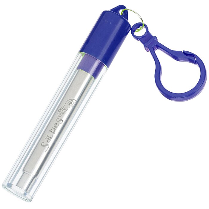Custom Telescopic Stainless Straw in Carabiner Case - Laser Engraved