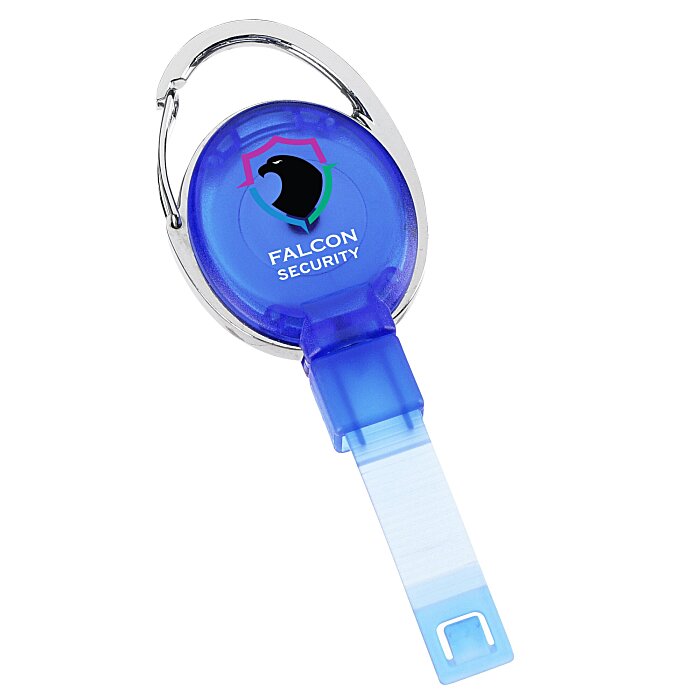 Custom Replay Carabiner Retractable Badge Holder with Slip Clip - Translucent - Full Colour