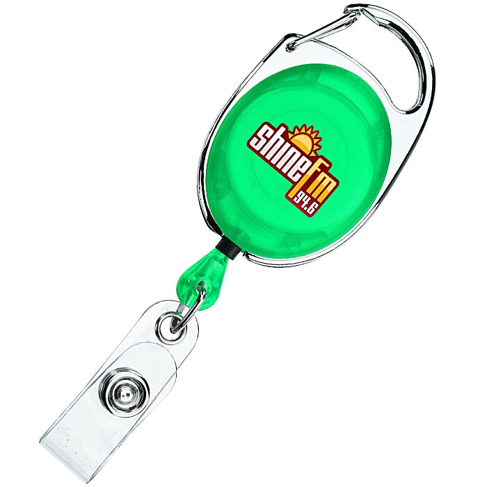 Custom Clip-On Retractable Badge Holder with Slide Clip - Translucent - Full Colour