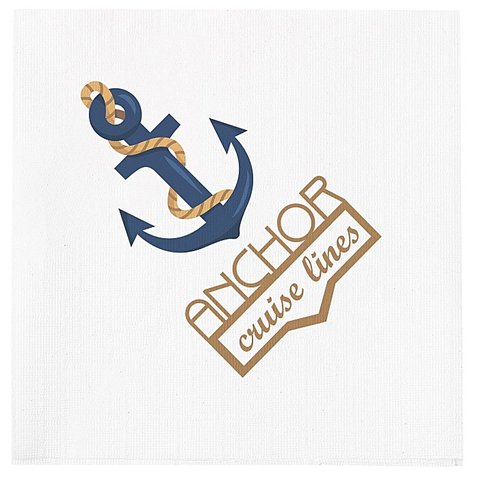 Custom Beverage Napkin - 1-ply - White - Linen Embossed - Full Colour