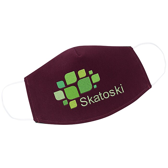 Custom Brushed Cotton Twill Face Mask - Embroidered