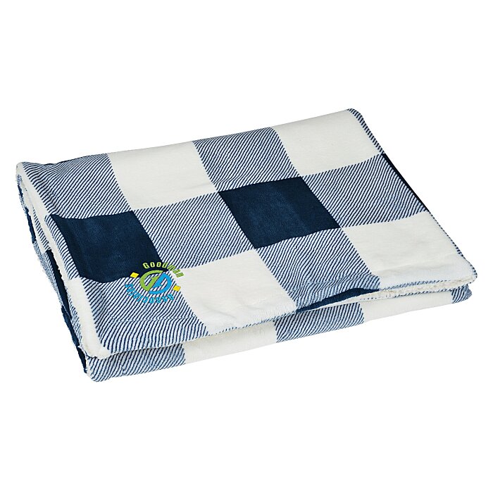 Custom Buffalo Check Sherpa Back Blanket