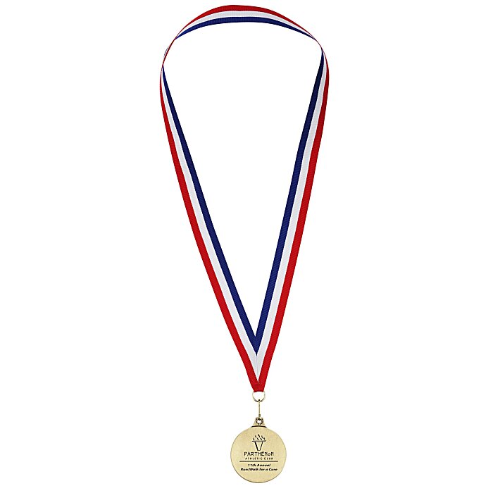 Custom Antique Finish Medal with Red, White & Blue Ribbon