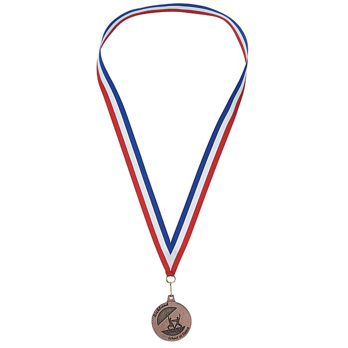 Custom Econo Medal - Round with Red, White & Blue Ribbon