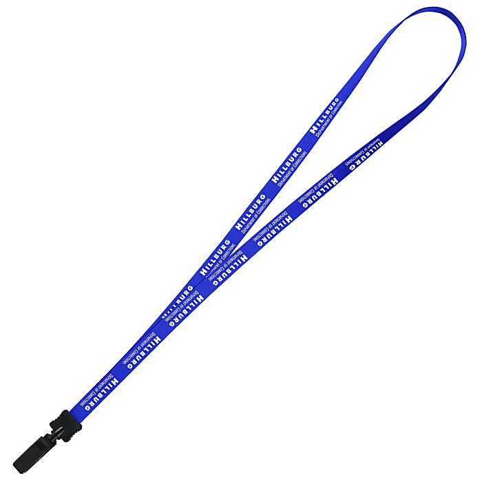 Custom Smooth Nylon Lanyard - 1/2 inch - 32 inches - Plastic Bulldog Clip
