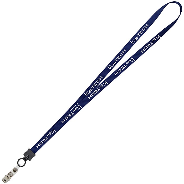 Custom Smooth Nylon Lanyard - 1/2 inch - 32 inches - Snap with Metal Bulldog Clip