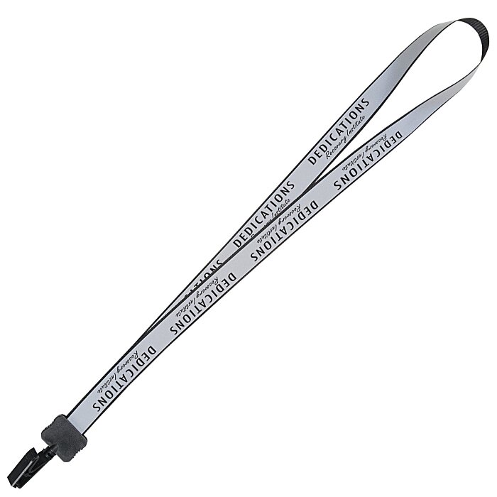 Custom Reflective Lanyard - 3/4 inch - 32 inches - Plastic Bulldog Clip