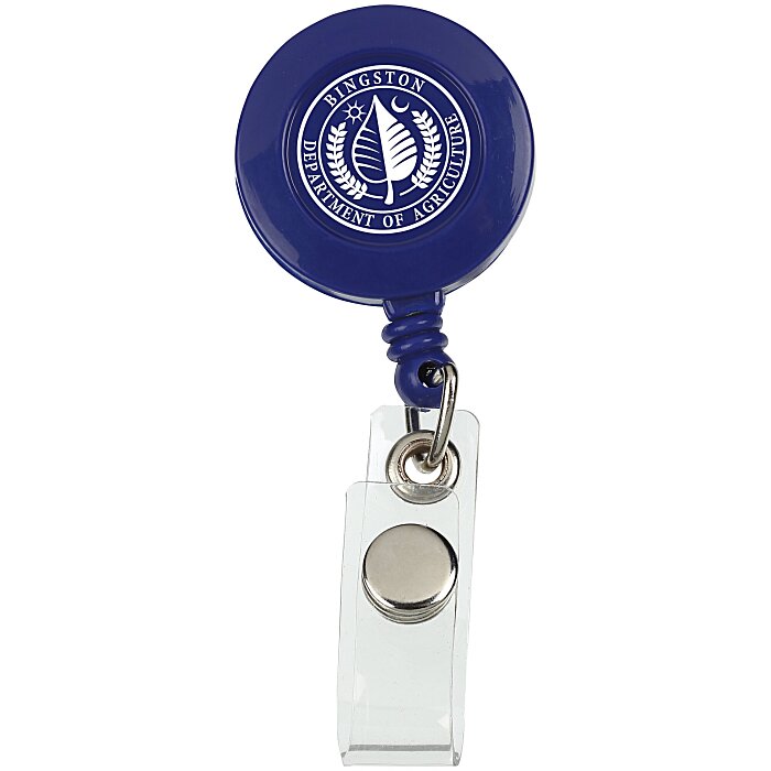 Custom Round Retractable Badge Holder with Alligator Clip - Opaque