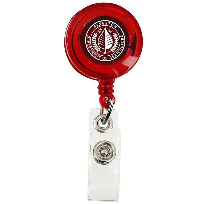 Custom Round Retractable Badge Holder with Alligator Clip - Translucent